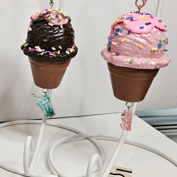 Cute Ice Cream Cone Bag Charm | Handmade Foodie Keychain for Bags, Purses & more - Picture 8 of 11